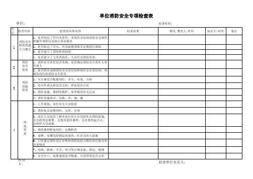 单位消防安全专项检查表