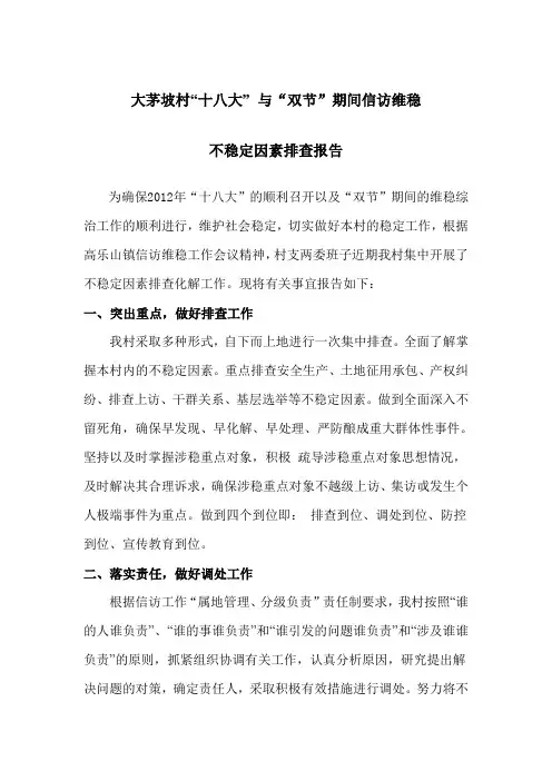 不稳定因素排查报告