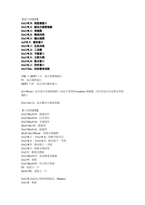 Visual_Studio_2010快捷键大全