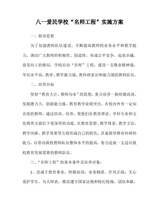 名师工程实施方案 3