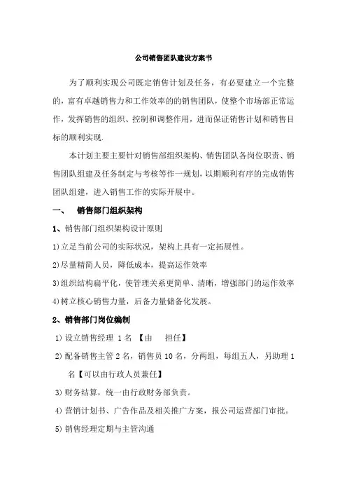 销售团队组建方案 