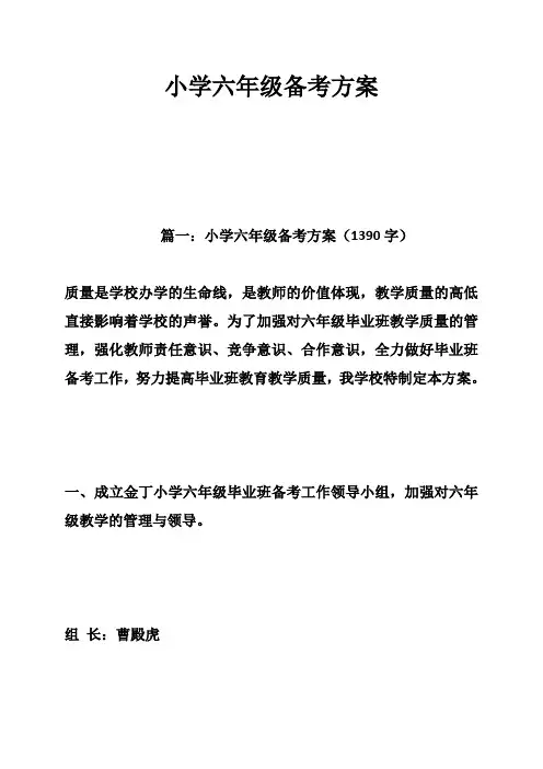 小学六年级备考方案