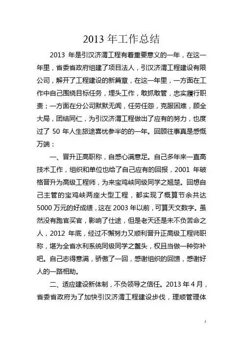 2013年工作总结