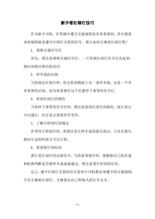 新手看红绿灯技巧