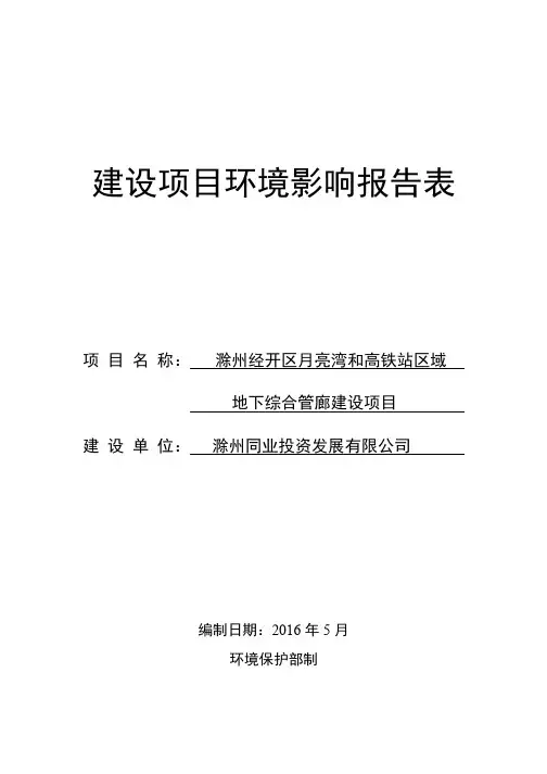 滁州同业投资发展有限公司滁州经开区月亮湾和高铁站区域地下综合管廊建设项目pd