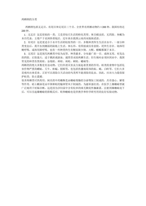 两栖纲的分类