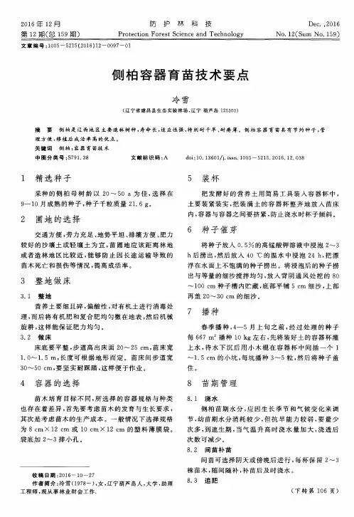 侧柏容器育苗技术要点