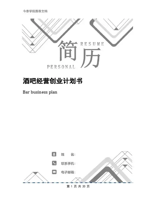 酒吧经营创业计划书