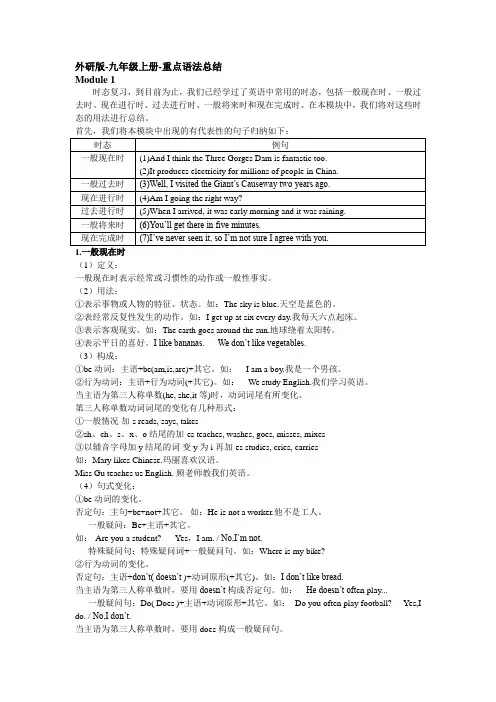 外研版-九年级上册重点语知识点总结大全