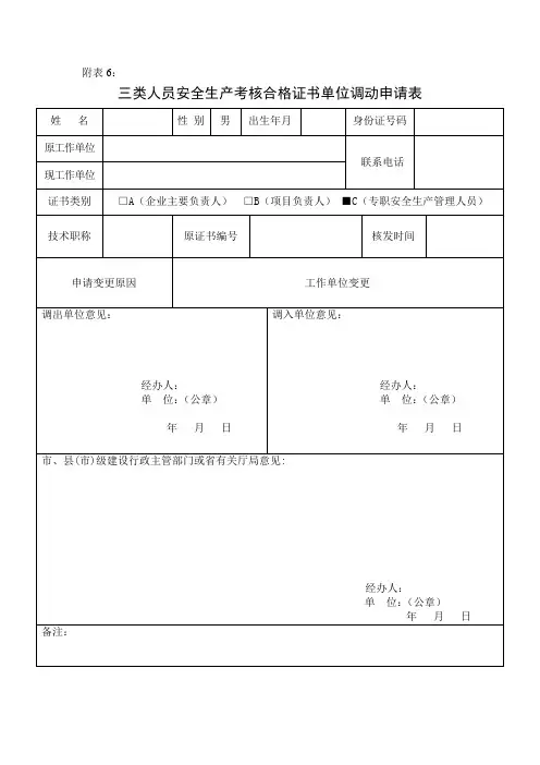 江苏三类人员变更申请表
