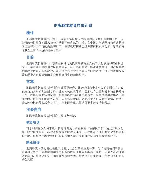刑满释放教育帮扶计划