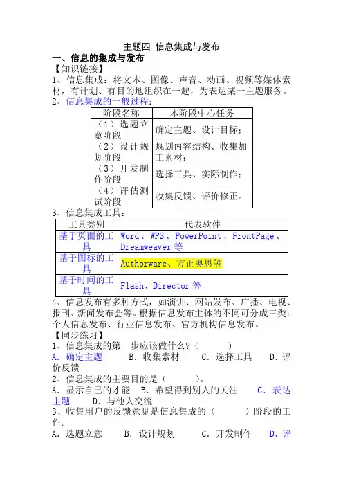 主题四信息集成与发布