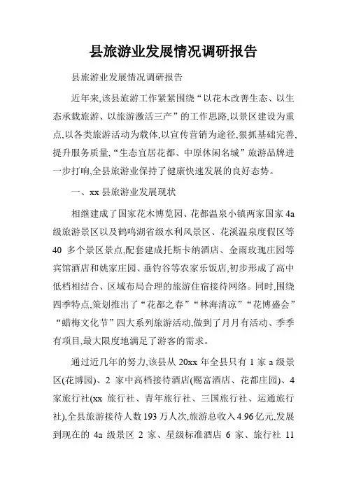 县旅游业发展情况调研报告