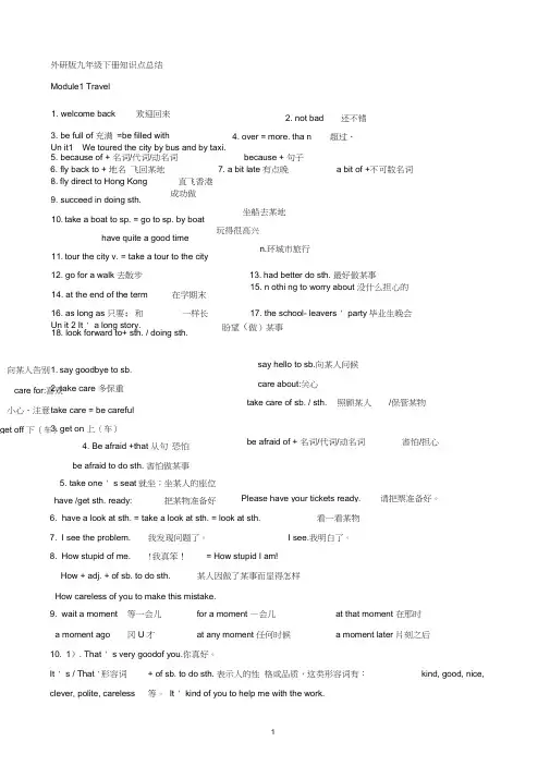 完整word版,外研版英语九年级下册知识点总结,推荐文档