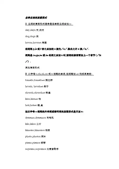 各种名词的复数形式 2