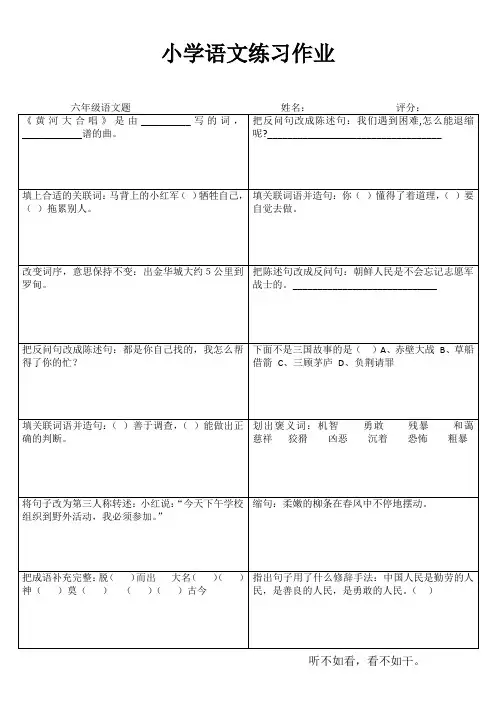 小学六年级语文课堂延伸练习III (99)