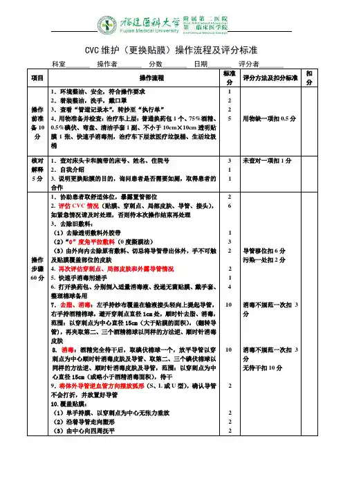 CVC维护(更换贴膜)操作流程及评分标准 2