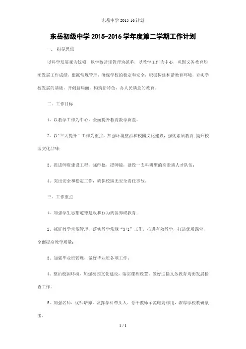 东岳中学2015-16计划