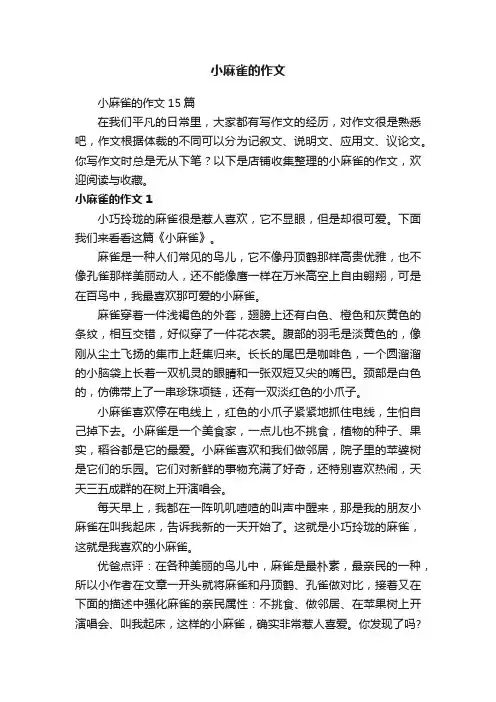 小麻雀的作文