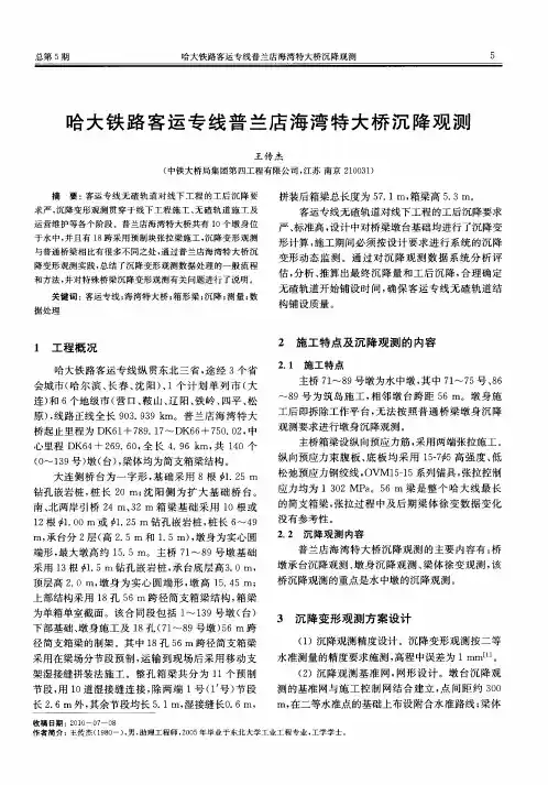 哈大铁路客运专线普兰店海湾特大桥沉降观测