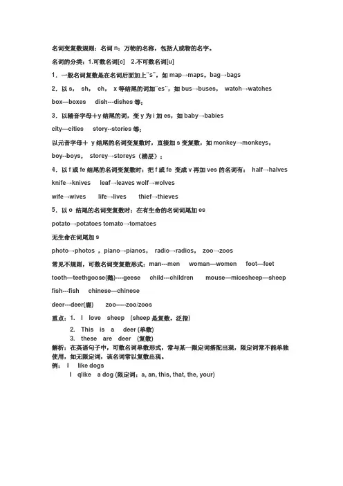 名词变复数规则