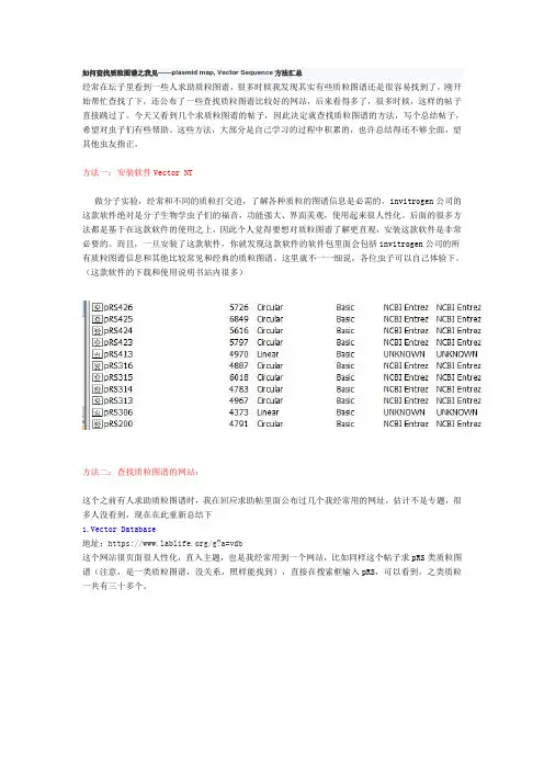 查询质粒方法汇总