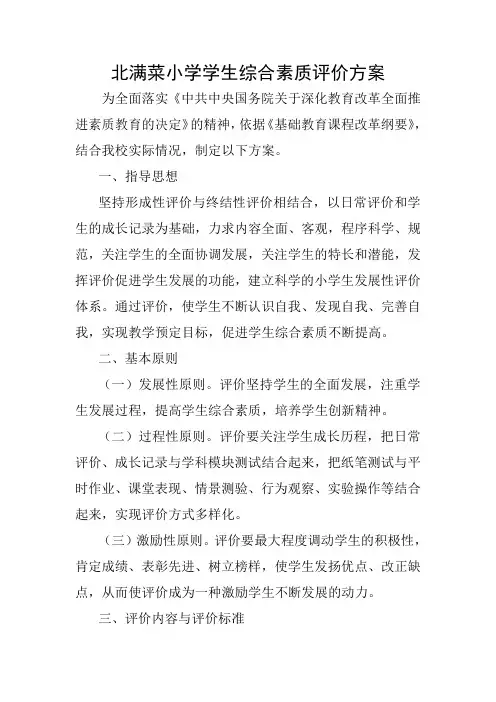 小学生综合素质评价方案(1)