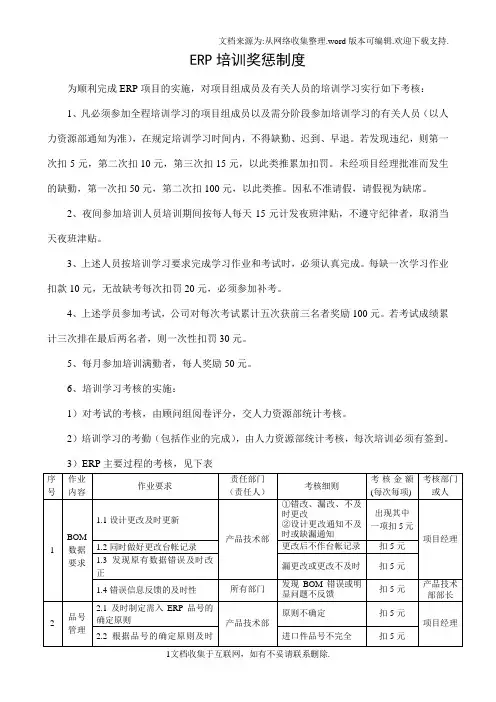 ERP项目奖惩管理制度
