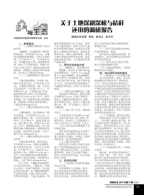 关于土地深耕深松与秸秆还田的调研报告