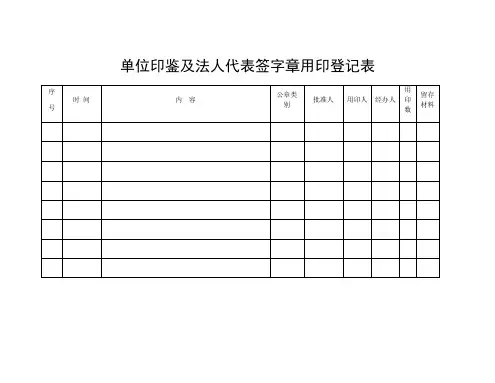 单位印鉴及法人代表签字章用印登记表