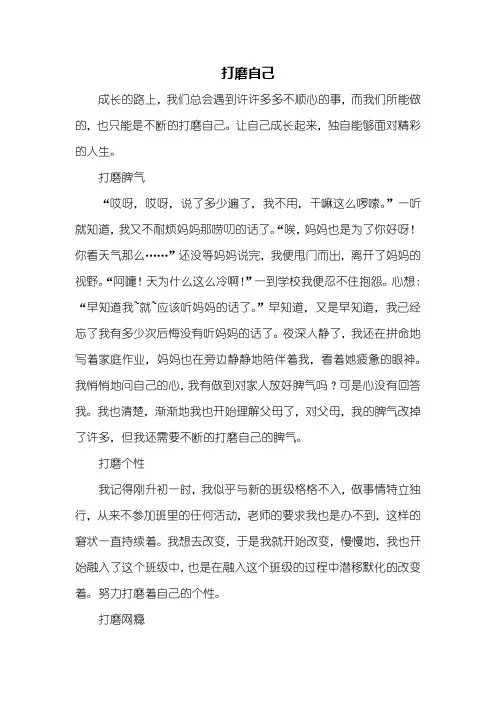 初三作文：打磨自己作文600字