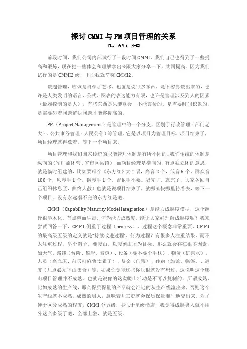 探讨CMMI与PM项目管理的关系