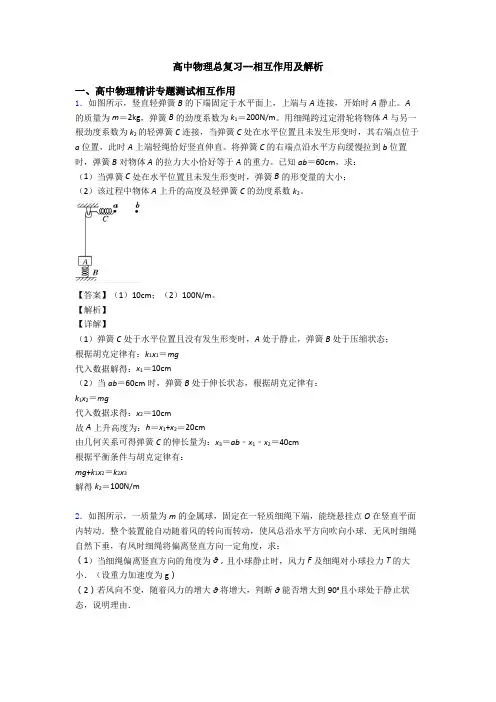 高中物理总复习--相互作用及解析
