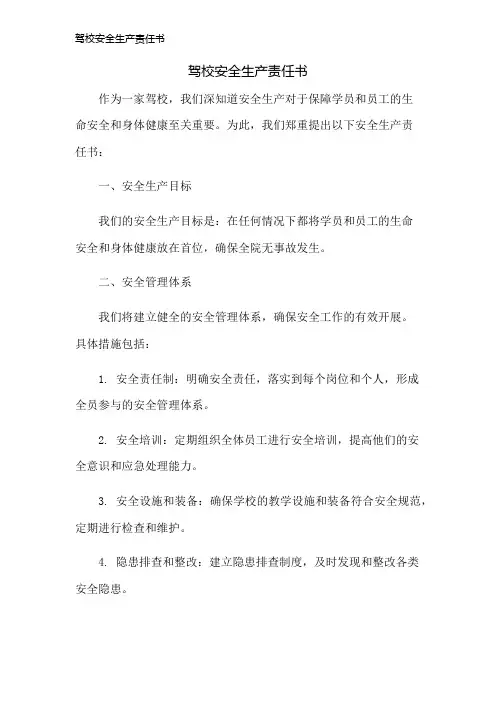 驾校安全生产责任书