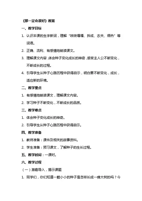 《那一定会很好》教案