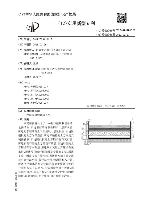 【CN209949960U】一种屋顶植物栽培系统【专利】