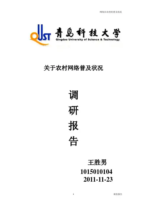 关于农村网络普及调查报告