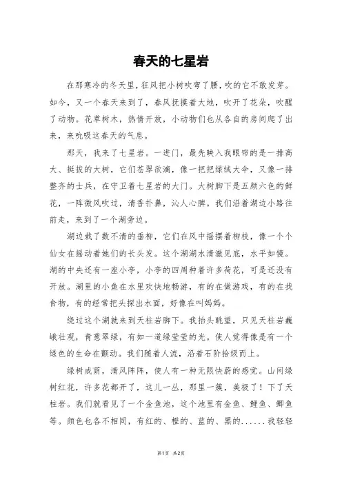 春天的七星岩_初二作文
