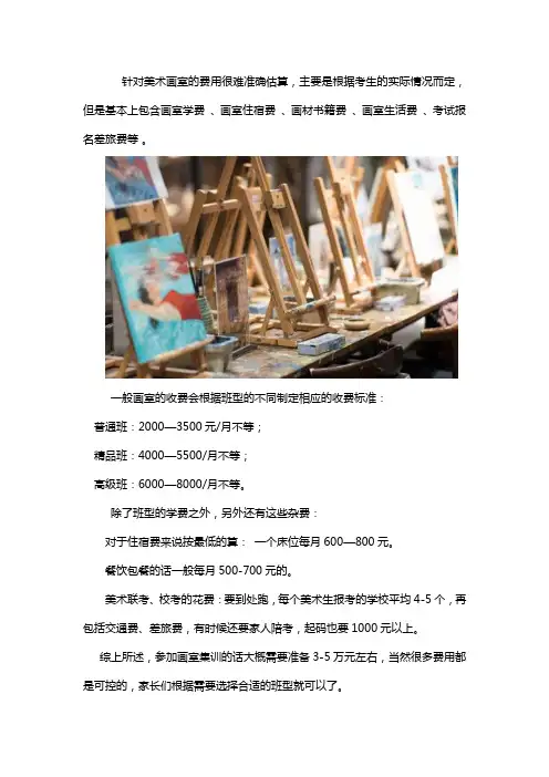 艺考美术集训画室费用一般是多少
