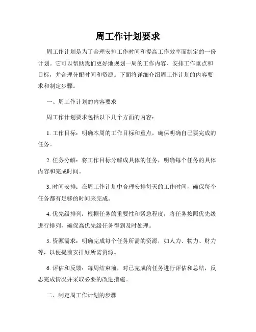 周工作计划要求