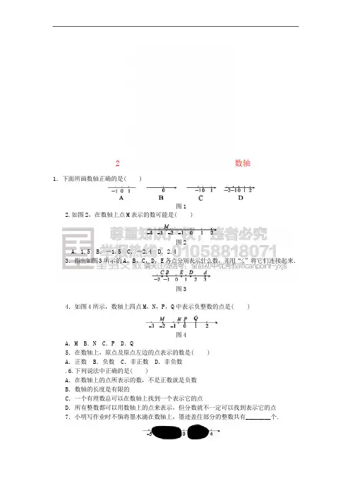 七年级数学上册 第二章 有理数及其运算 2.2 数轴同步练习题 (新版)北师大版