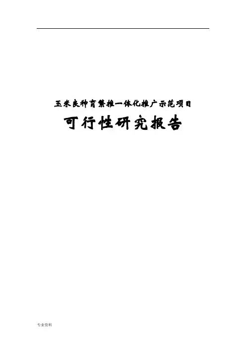 玉米良种育繁推一体化科技推广示范项目可行性研究报告