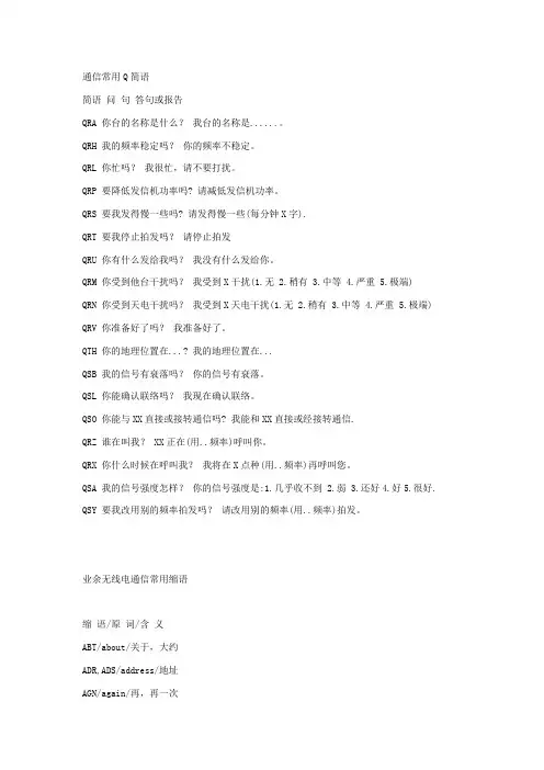 通信常用Q简语