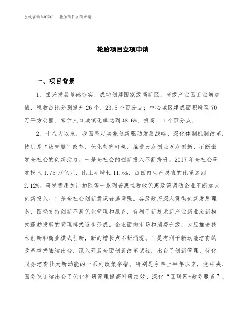 关于建设轮胎项目立项申请
