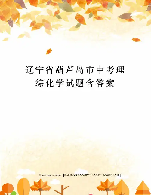 辽宁省葫芦岛市中考理综化学试题含答案