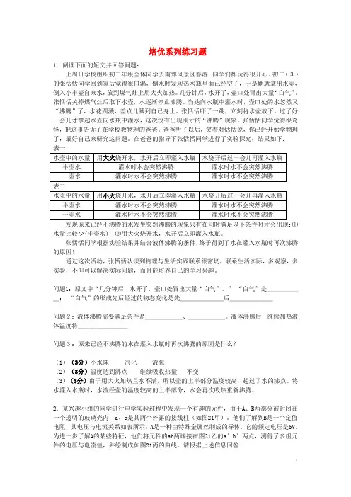 江苏省高邮市车逻初级中学九年级物理 培优系列练习题32