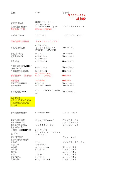 737客舱常用件号
