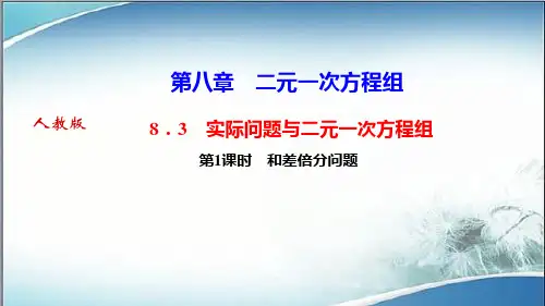 人教版七年级数学下册作业课件8.3 实际问题与二元一次方程组第1课时 和差倍分问题