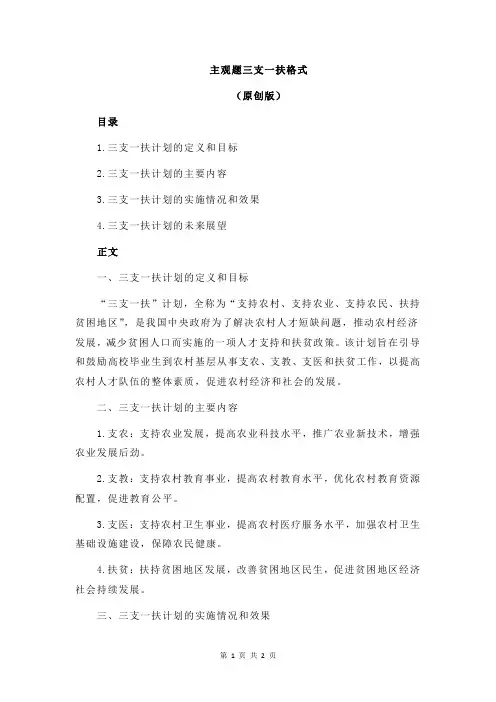 主观题三支一扶格式