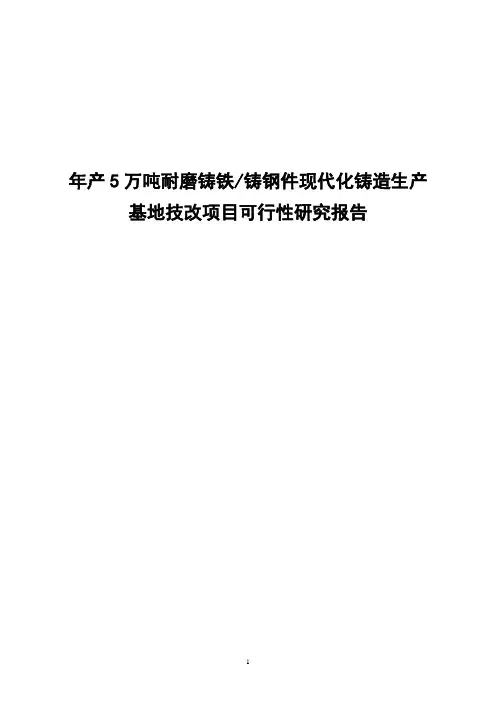 年产5万吨耐磨铸铁铸钢件现代化铸造生产基地技改项目可行性研究报告